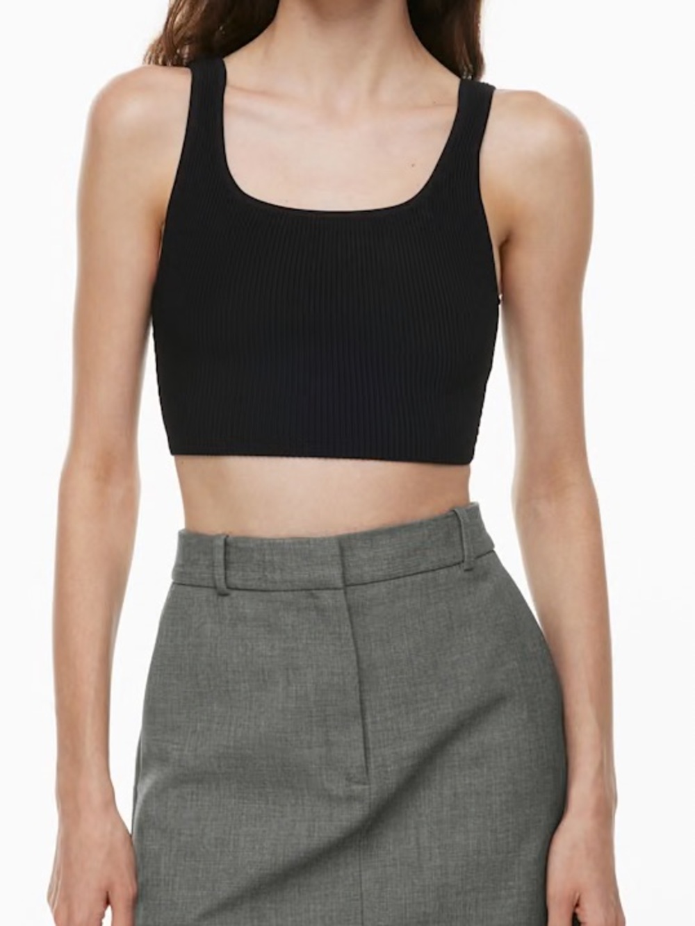 BABATON Sculpt Knit Squareneck Ribbed Cropped Tank Top, Sz Large, NEW